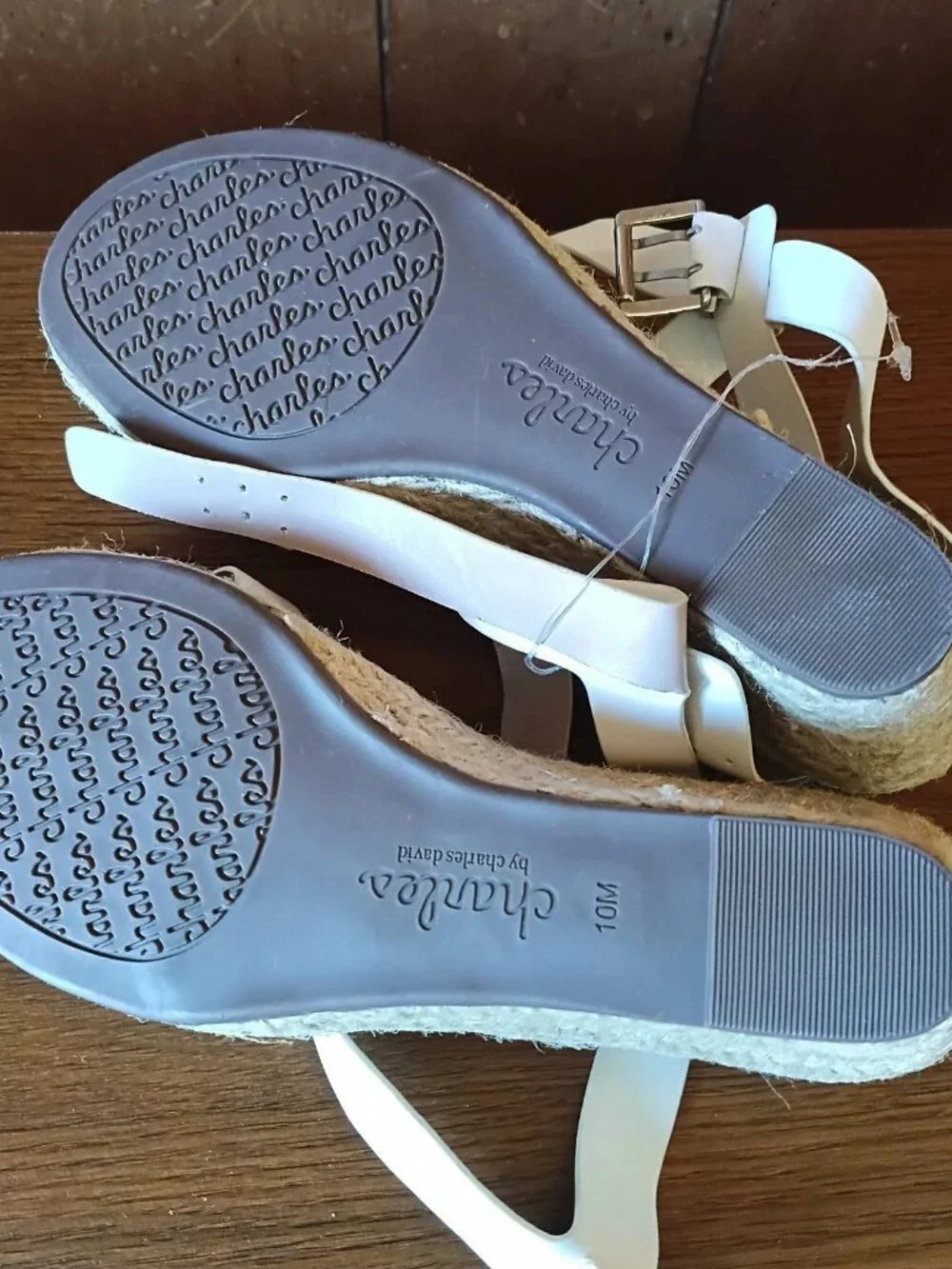 Charles by Charles David Norway Espadrille Wedge Sandals Size 10M White New
